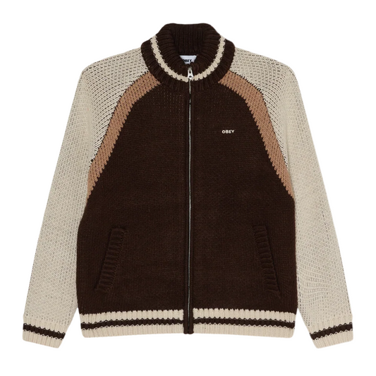 Obey Aven Zip Up Sweater Brown