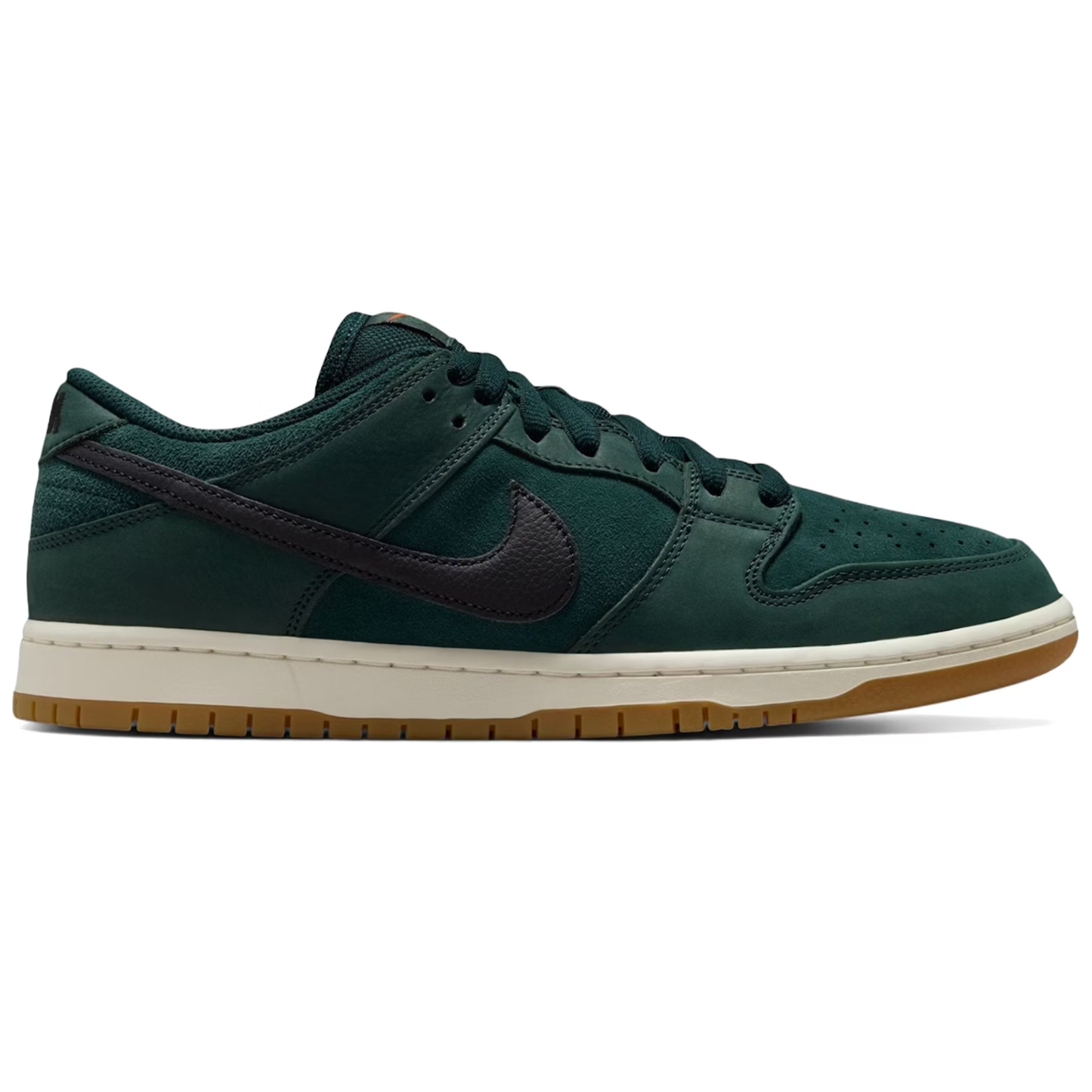 Nike SB Dunk Low Pro Deep Fir/Black-Fir-Sail-Gum Lt Brown-Safety Orange