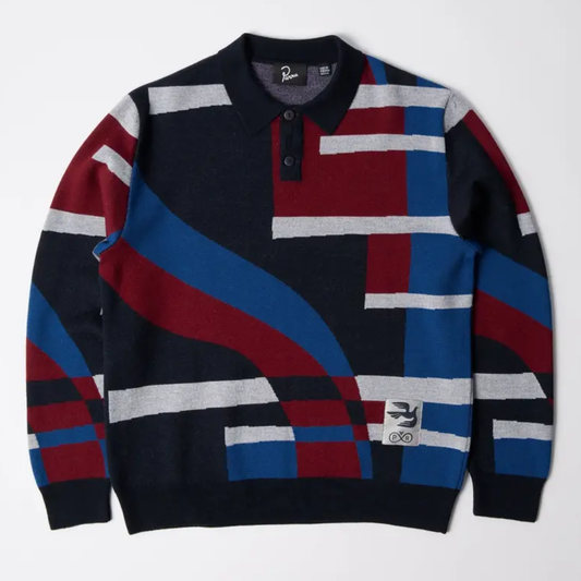Parra Vertical Forest Knitted Polo Blue