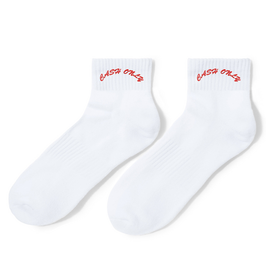 Cash Only Logo Ankle Socks White