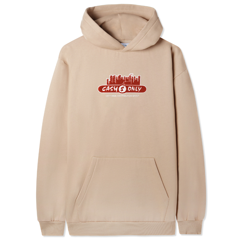 Cash Only Skyline Applique Pullover Hoodie Tan