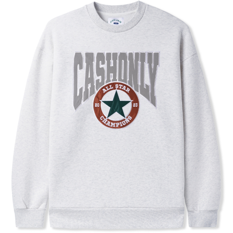 Cash Only All Star Applique Crewneck Sweater Ash Grey