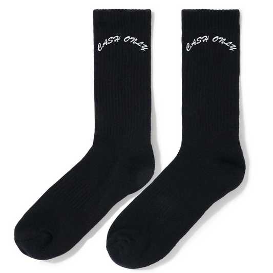 Cash Only Logo Crew Socks Black