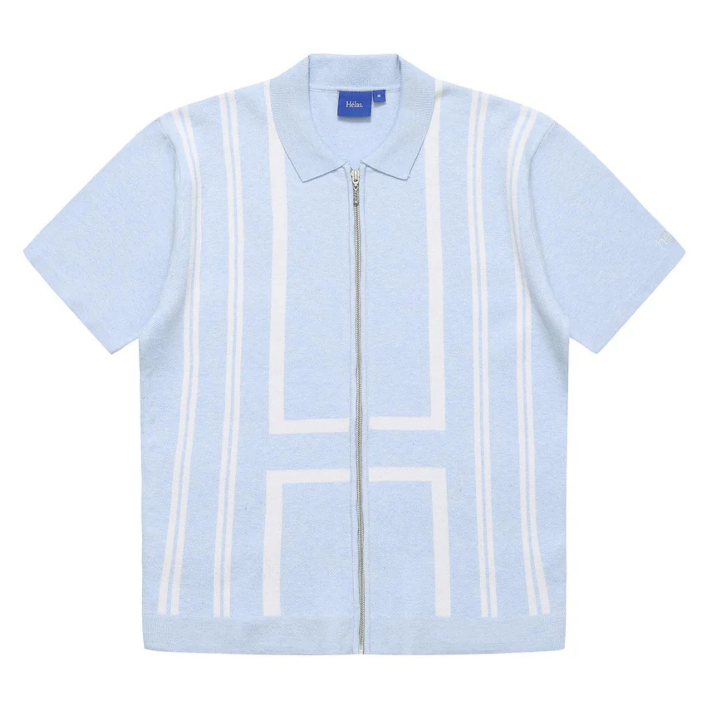 Helas Aldo Knit Full Zip Polo Light Blue