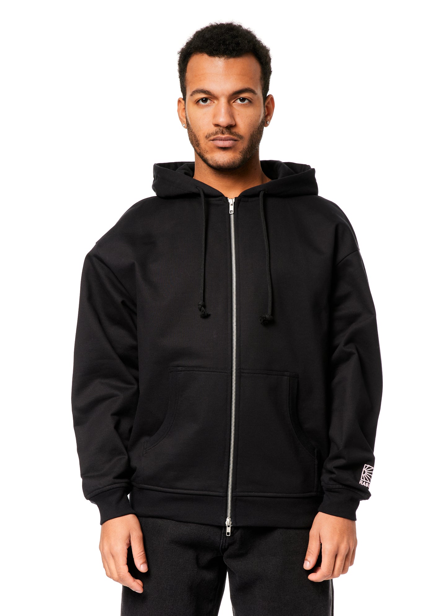 Rassvet House Zip Knit Hooded Sweater Black