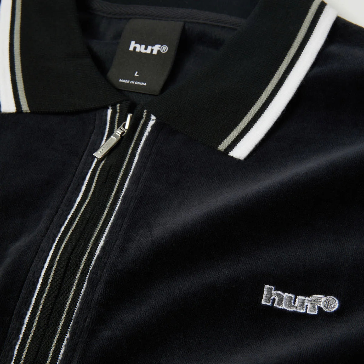 HUF Parker Velour Longsleeve Polo Black