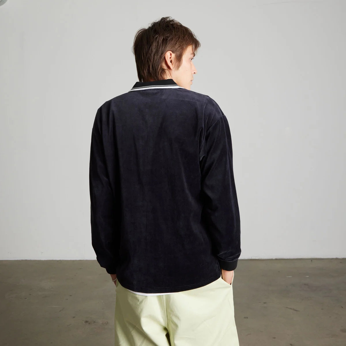 HUF Parker Velour Longsleeve Polo Black
