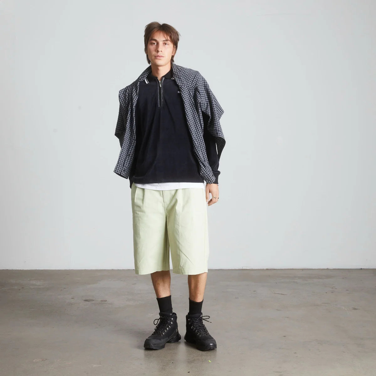 HUF Parker Velour Longsleeve Polo Black