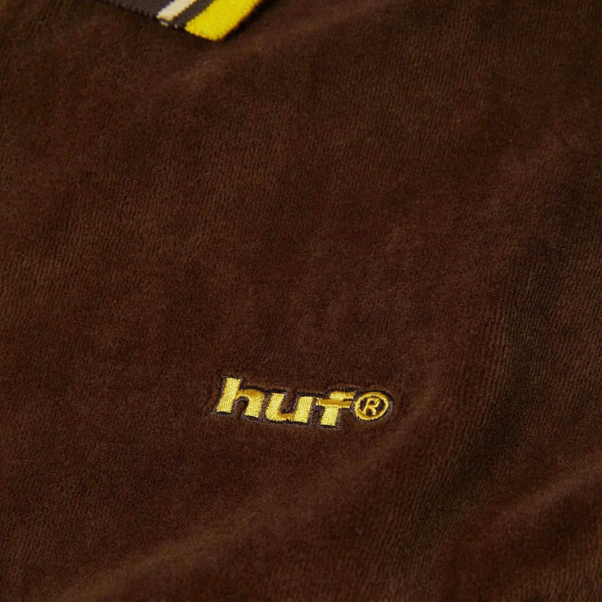 HUF Parker Velour Longsleeve Polo Brown