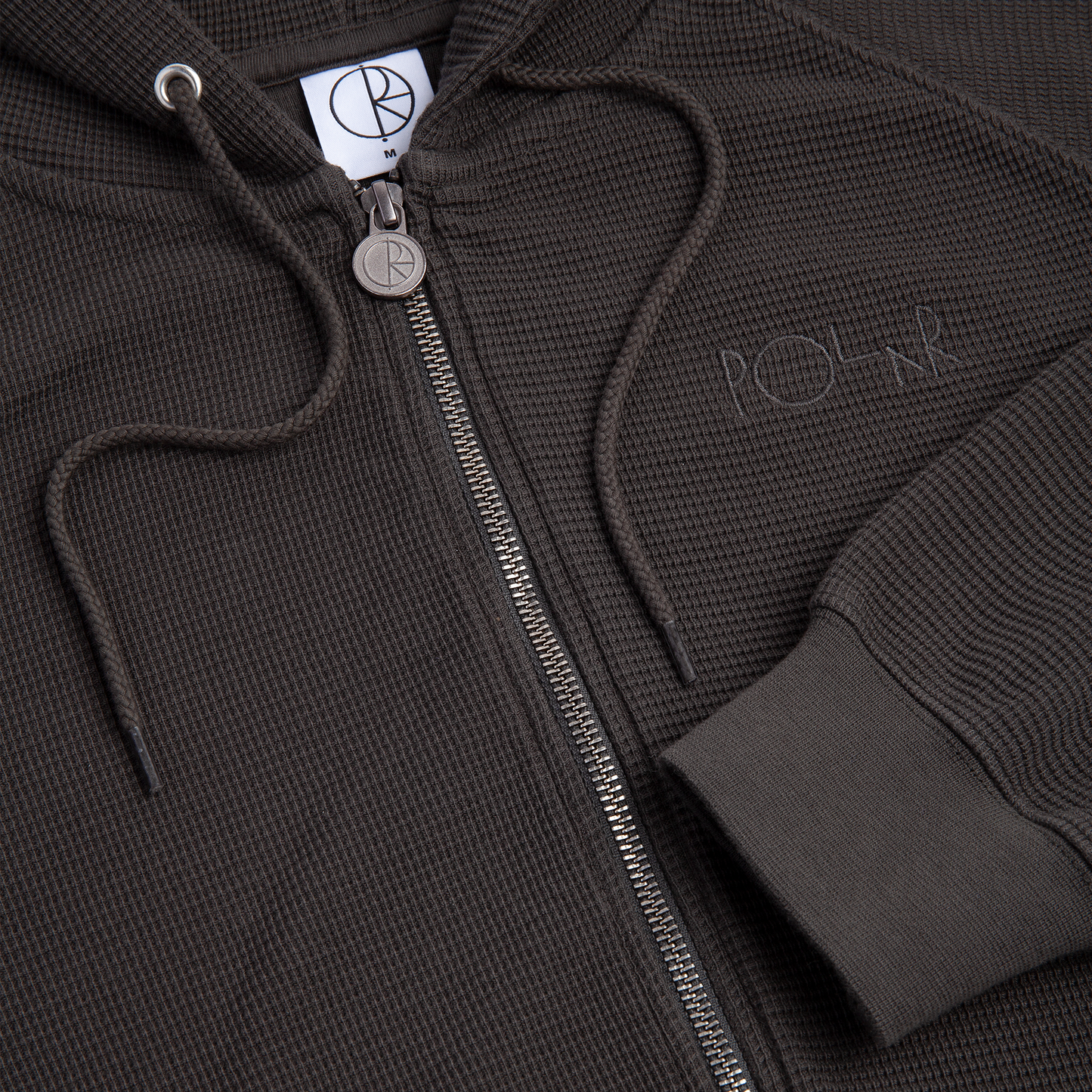 Polar Waffle Zip Hooded Sweater Dirty Black