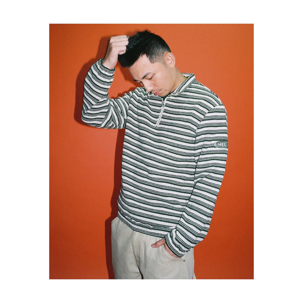 Helas Raymond Quarter Zip Knit Striped Multico