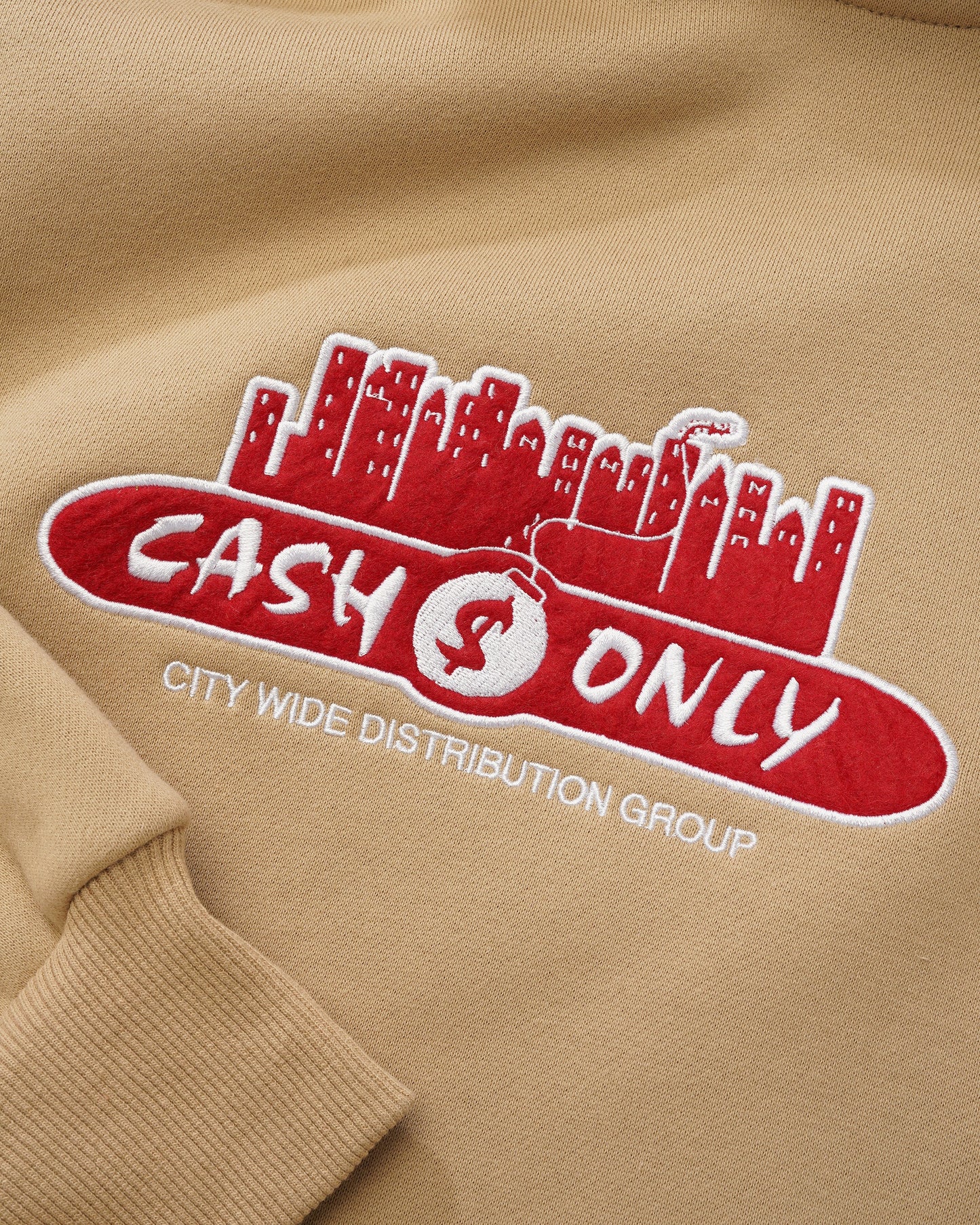 Cash Only Skyline Applique Pullover Hoodie Tan