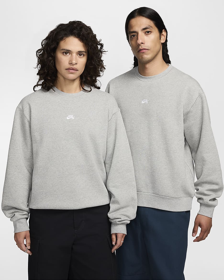 Nike SB Sweater Essentials Logo Dark Grey Heather/White