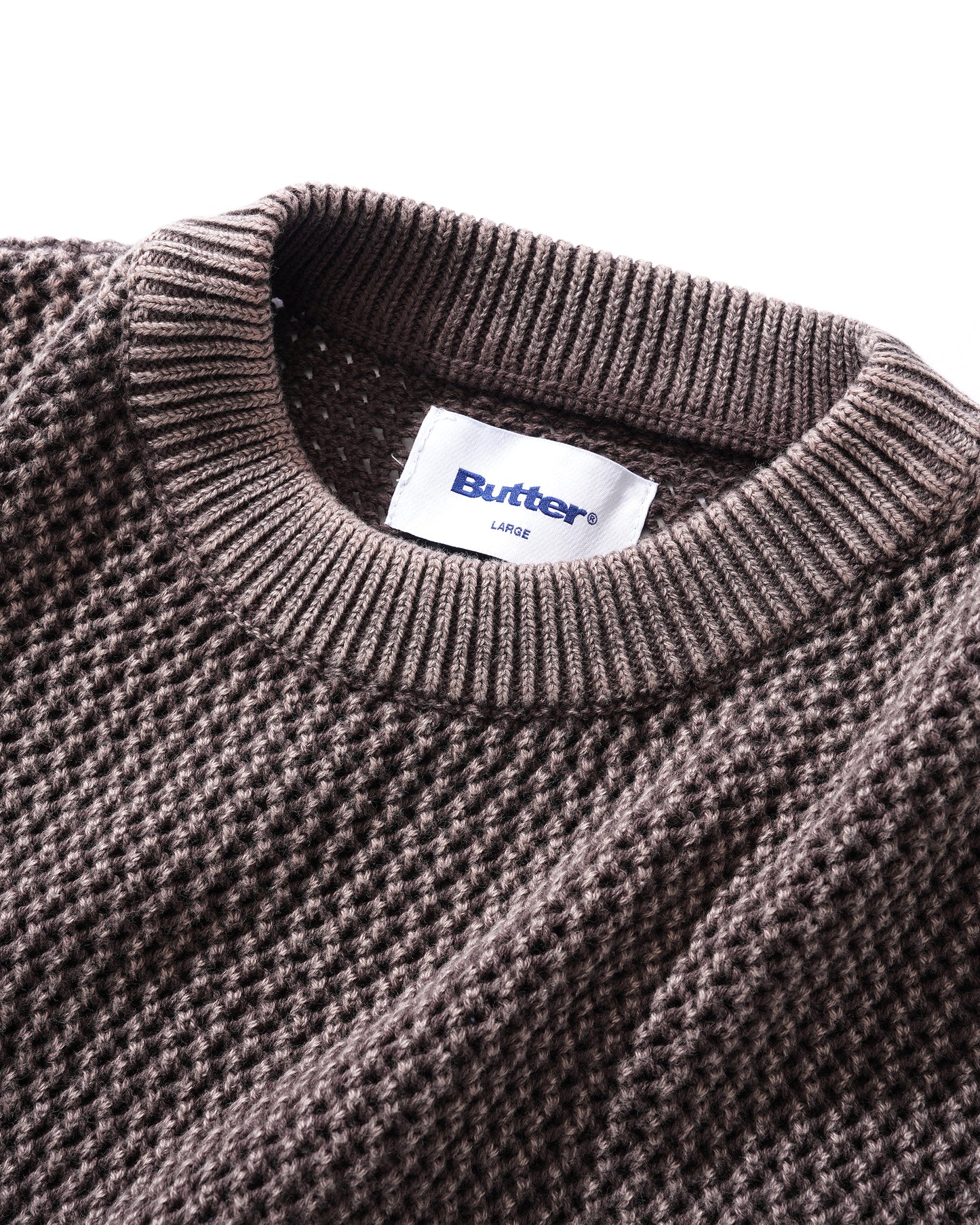 Butter Goods Washed Knitted Crewneck Sweater Washed Brown