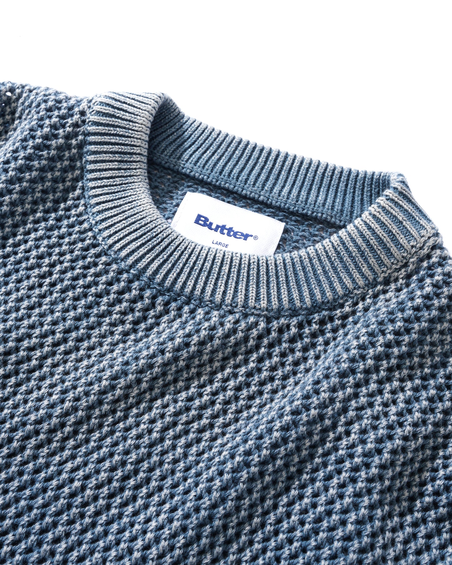 Butter Goods Washed Knitted Crewneck Sweater Washed Navy