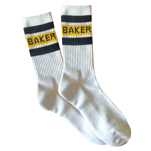 Baker Yellow Stripe Socks White