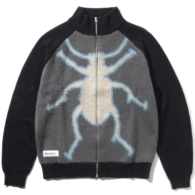 Butter Goods Beetle Zip-Thru Knit Sweater Black