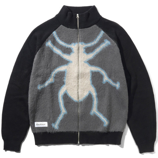 Butter Goods Beetle Zip-Thru Knit Sweater Black