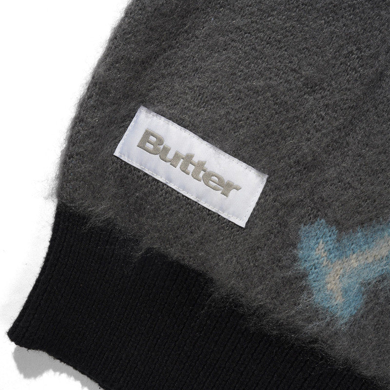 Butter Goods Beetle Zip-Thru Knit Sweater Black