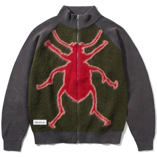 Butter Goods Beetle Zip-Thru Knit Sweater Olive