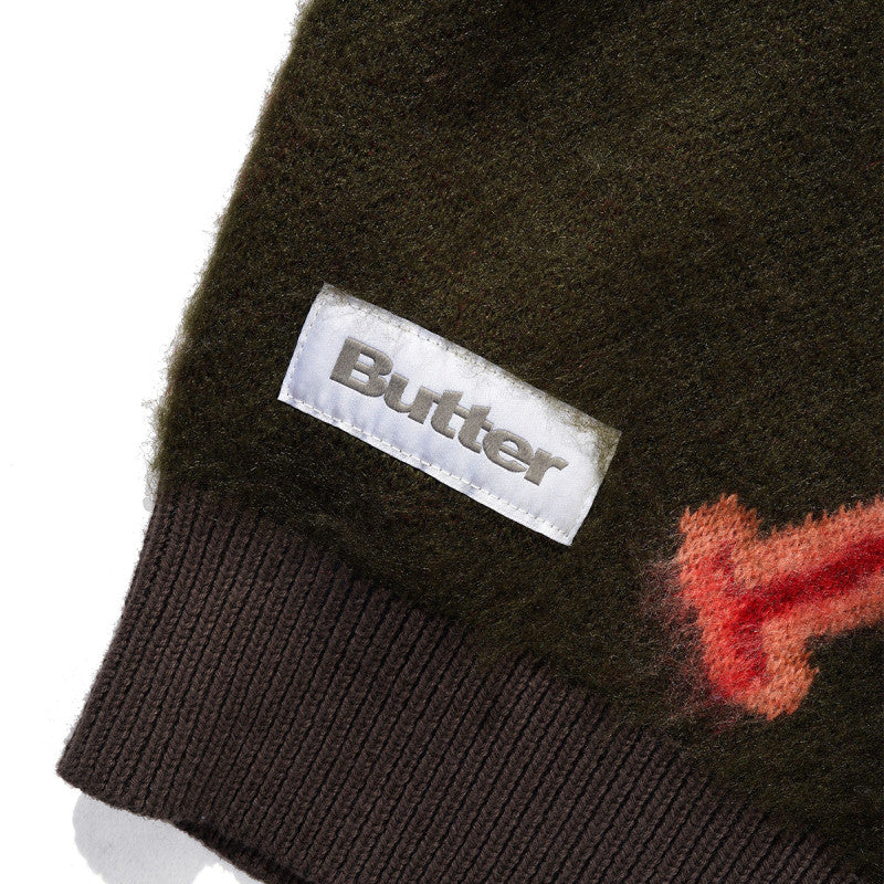 Butter Goods Beetle Zip-Thru Knit Sweater Olive