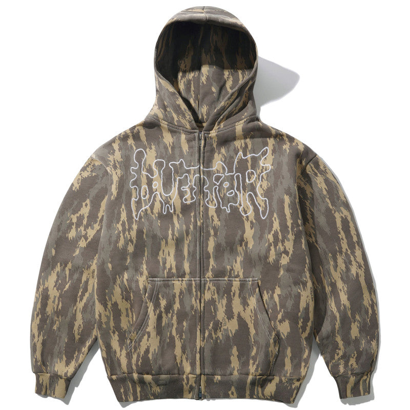 Butter Goods Blotch Zip-Thru Hooded Sweater Washed Camo