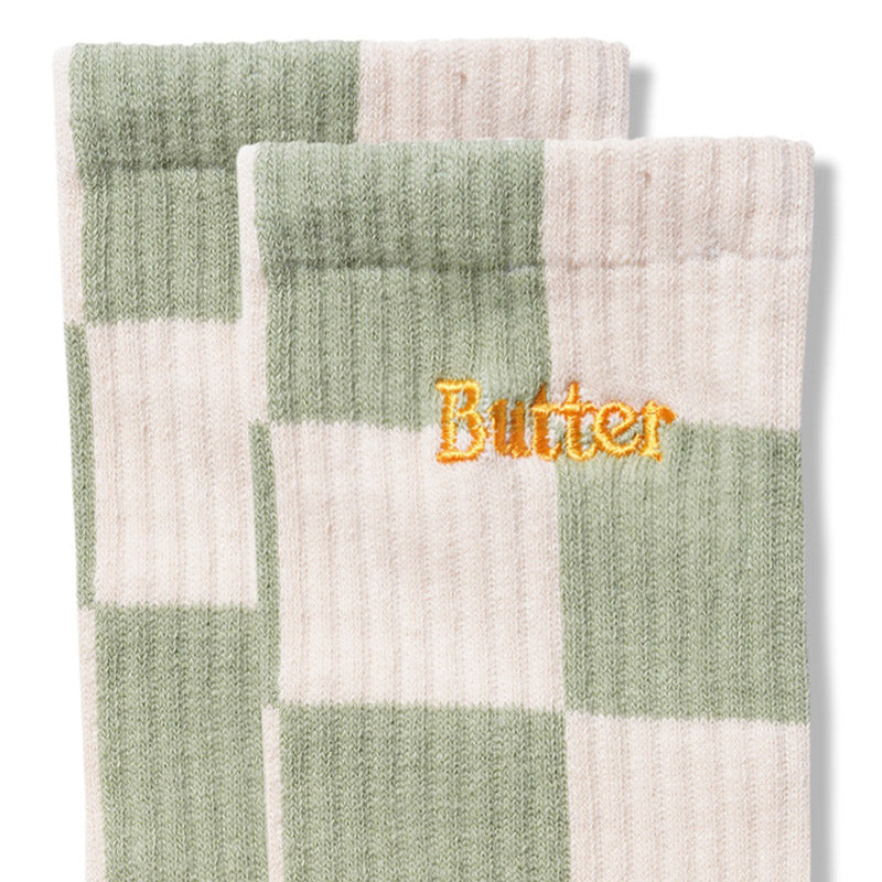 Butter Goods Checkered Socks Cream/Sage
