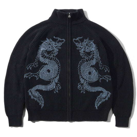 Butter Goods Dragon Zip-Thru Knit Sweater Black