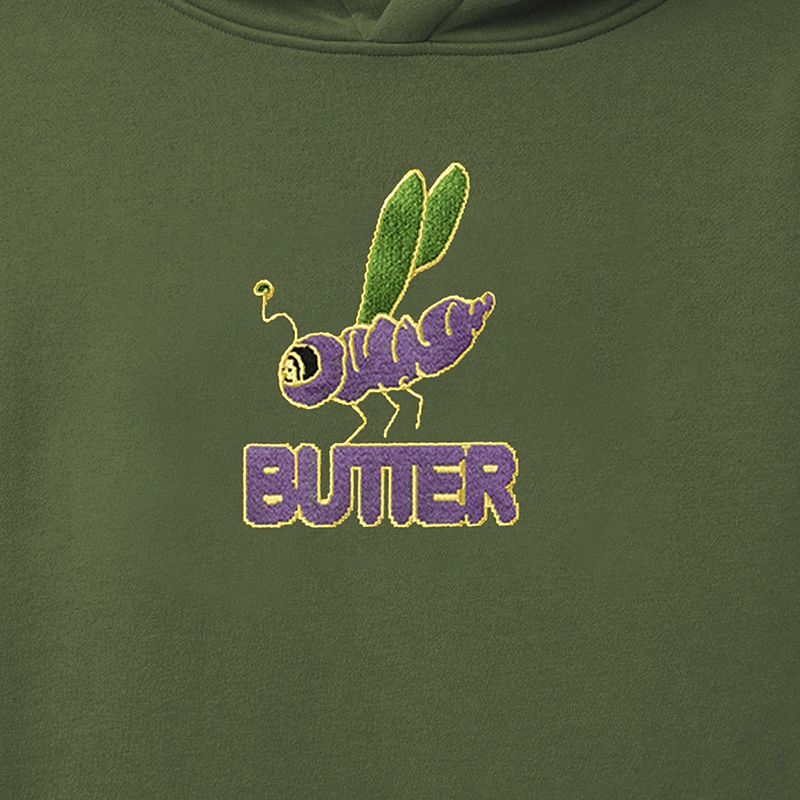 Butter Goods Dragonfly Embroidered Hoodie Army
