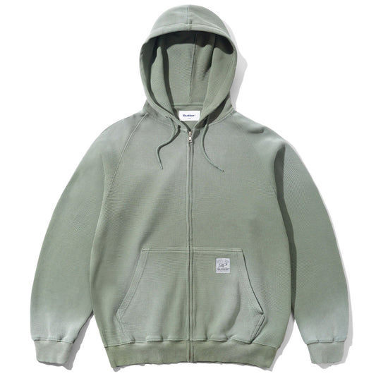 Butter Goods Faded Waffle Zip-Thru Hooded Sweater Washed Sage