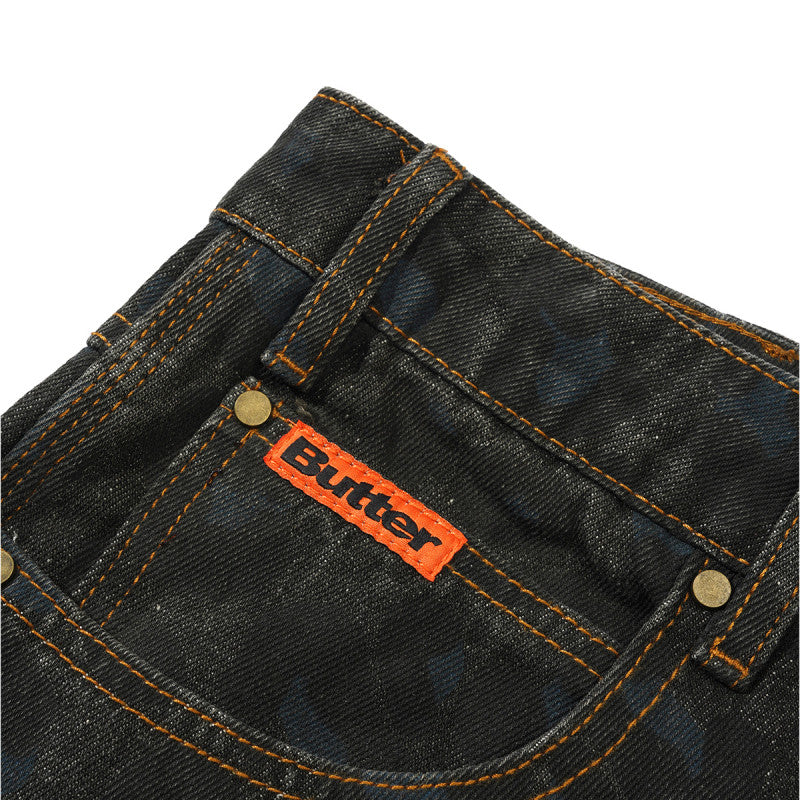 Butter Goods Leopard Denim Jeans Black