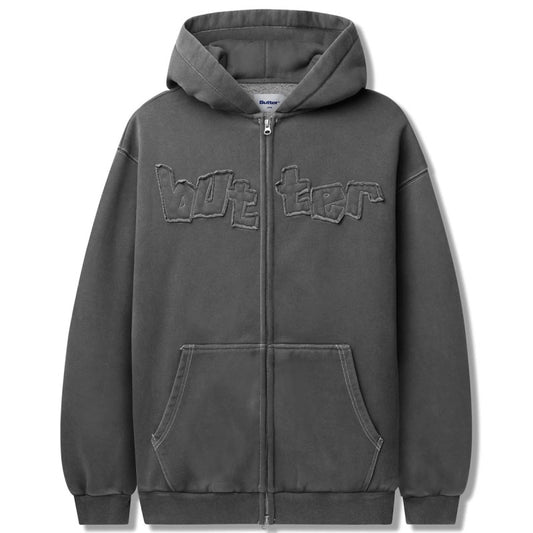 Butter Goods Mineral Wash Zip-Thru Hoodie Charcoal