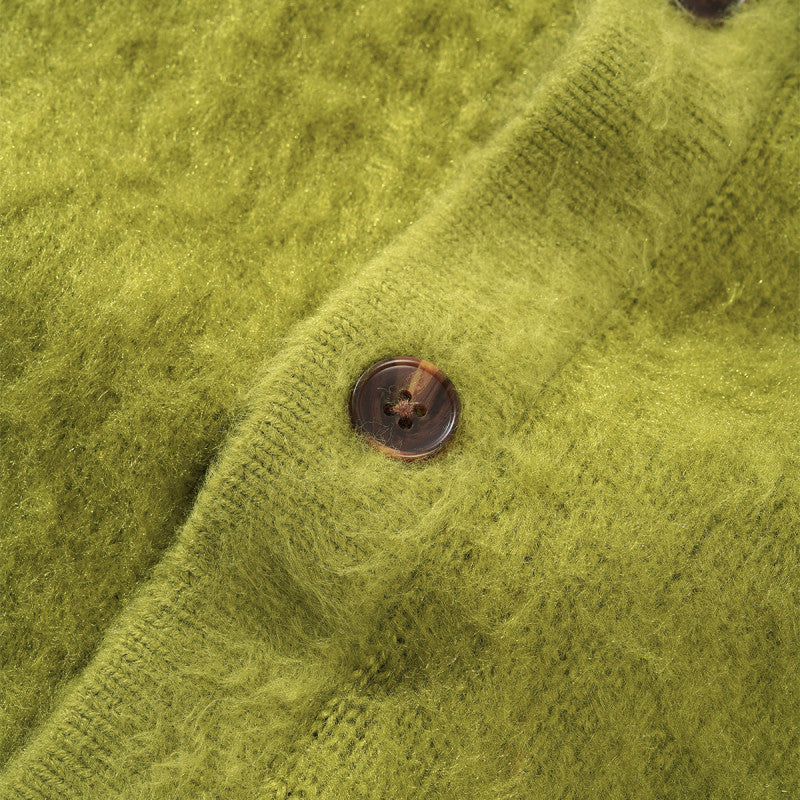 Butter Goods Mohair Button Up Knitted Shirt Moss