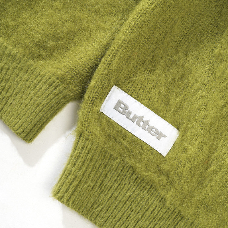 Butter Goods Mohair Button Up Knitted Shirt Moss