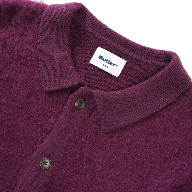 Butter Goods Mohair Button Up Knitted Shirt Port