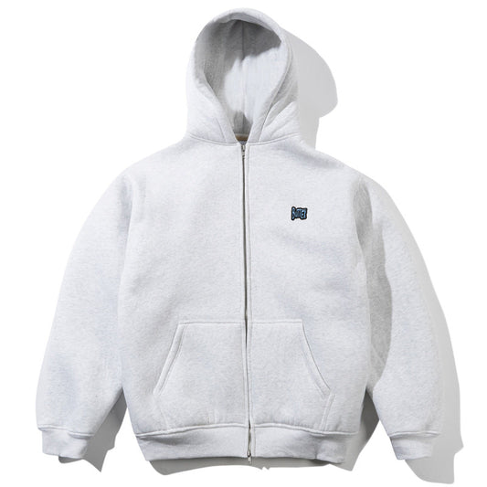Butter Goods Pile Lined Zip-Thru Hooded Sweater Ash