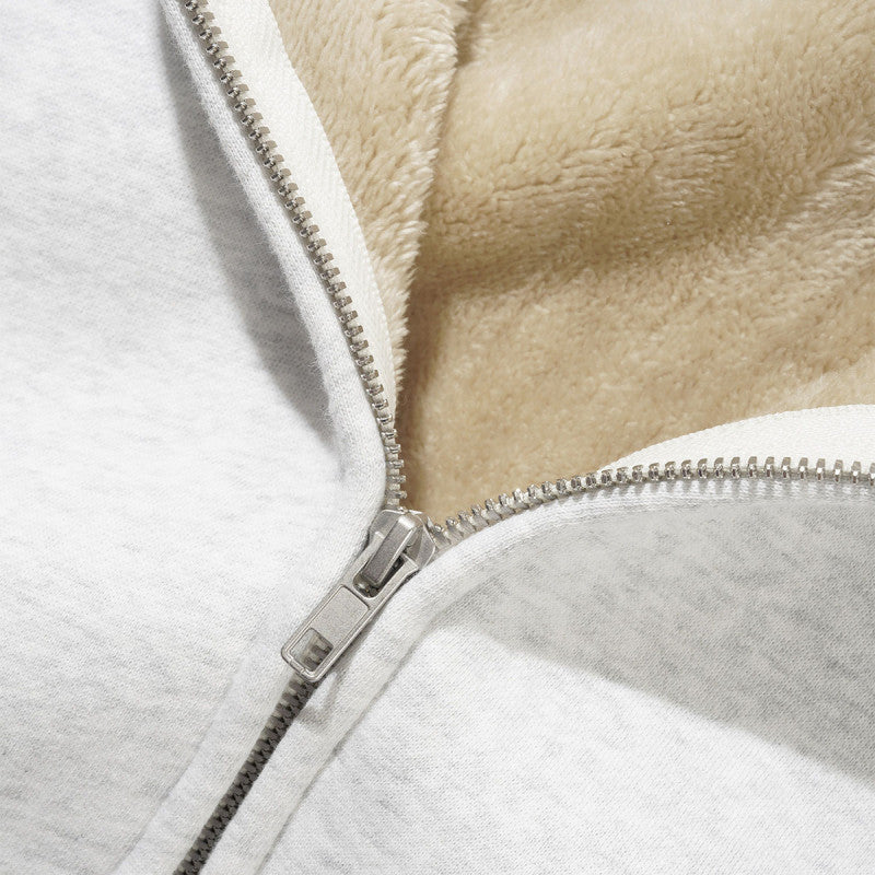 Butter Goods Pile Lined Zip-Thru Hooded Sweater Ash