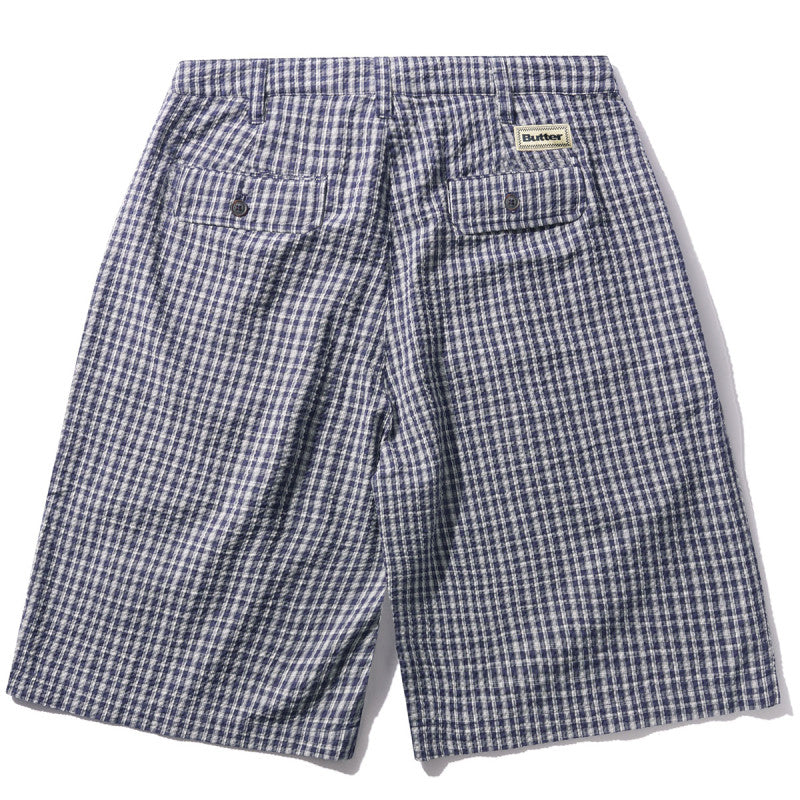 Butter Goods Pleated Shorts Navy Plaid