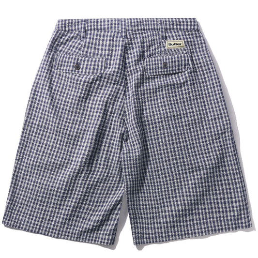 Butter Goods Pleated Shorts Navy Plaid
