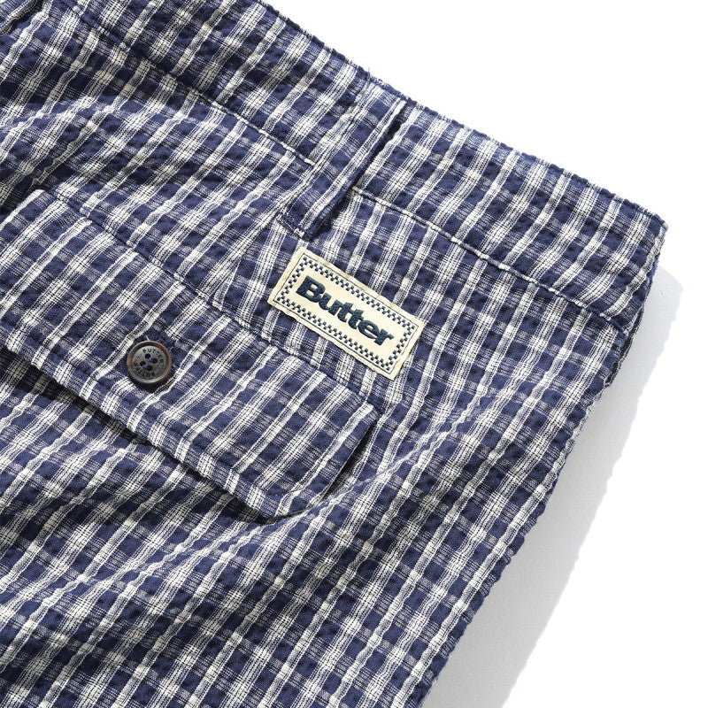 Butter Goods Pleated Shorts Navy Plaid