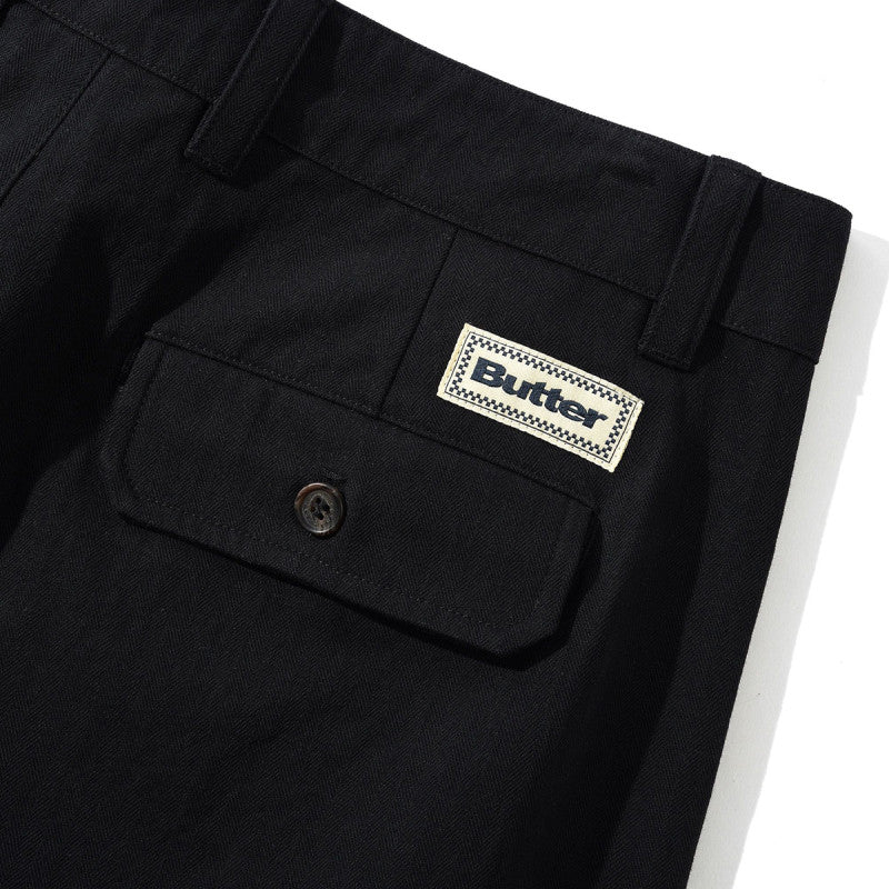 Butter Goods Pleated Trousers Black