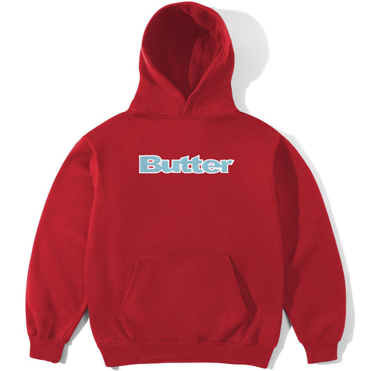 Butter Goods Ripstop Logo Applique Hooded Sweater Red