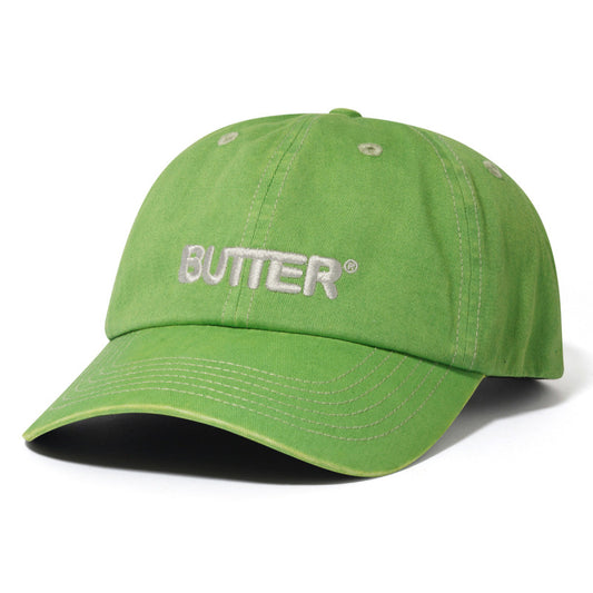 Butter Goods Rounded Logo 6 Panel Cap Washed Green