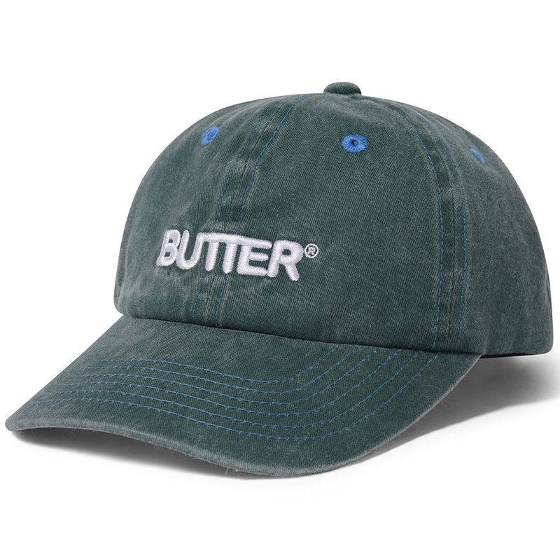 Butter Goods Rounded Logo 6 Panel Cap Washed Jade