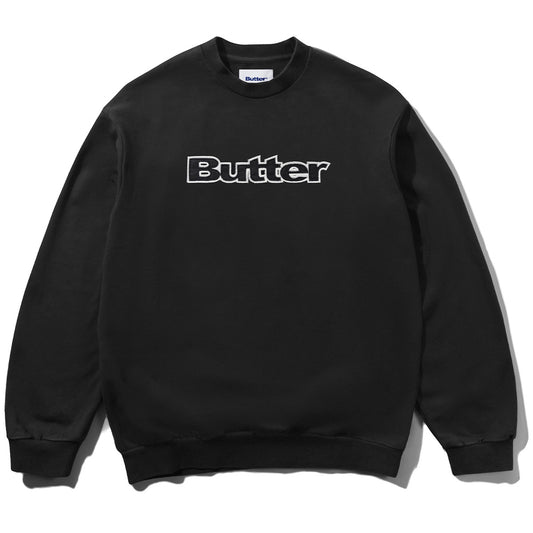 Butter Goods Satin Applique Logo Crewneck Sweater Black