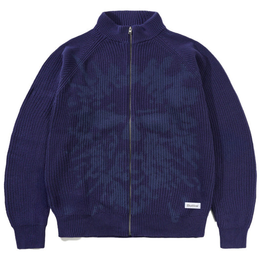 Butter Goods Shout Zip-Thru Knit Sweater Dark Blue