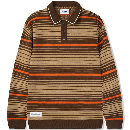 Butter Goods Stripe Knitted Shirt Oat/Brown/Orange