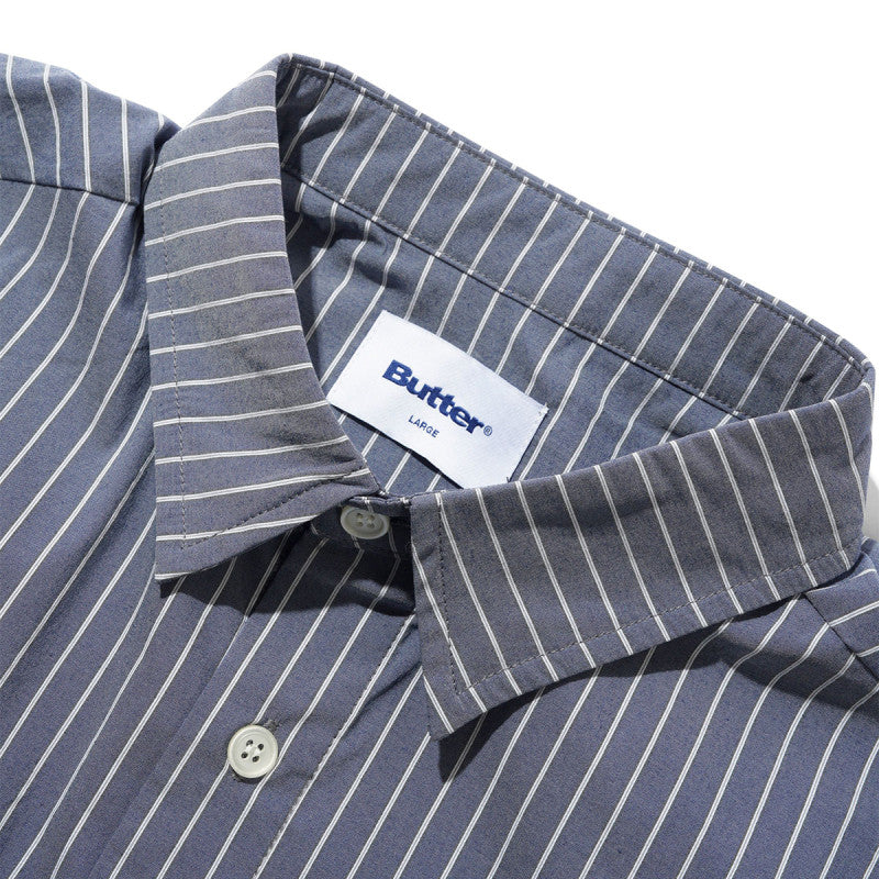 Butter Goods Vertical Stripe Shirt Stone Blue