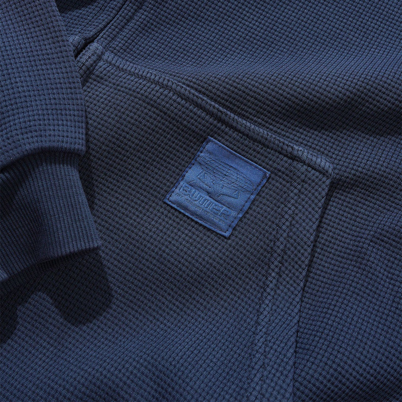Butter Goods Waffle Zip-Thru Hooded Sweater Navy Overdye
