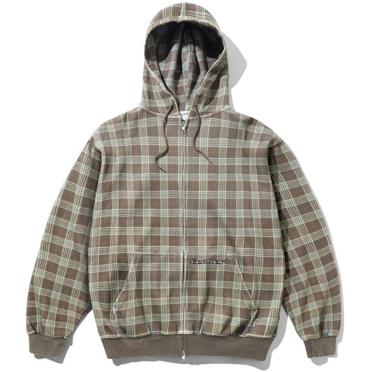 Butter Goods Waffle Zip-Thru Hooded Sweater Plaid